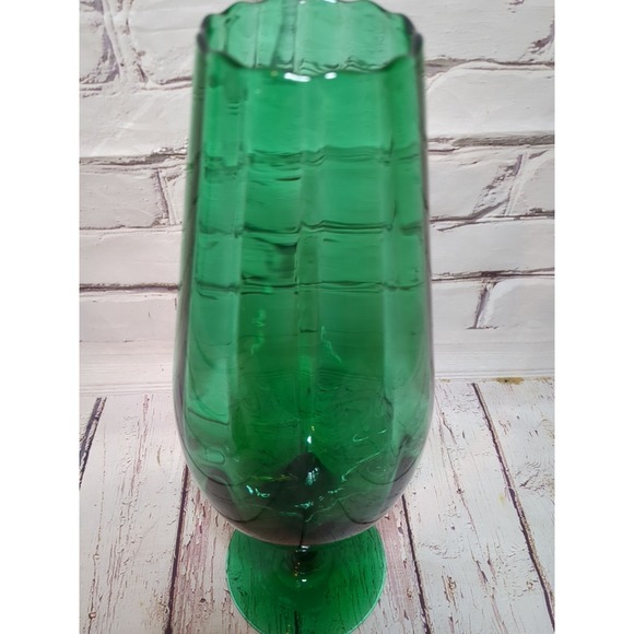Vintage Empoli Emerald Green Spiral Optic‎ Glass Vase 12" - Picture 4 of 7